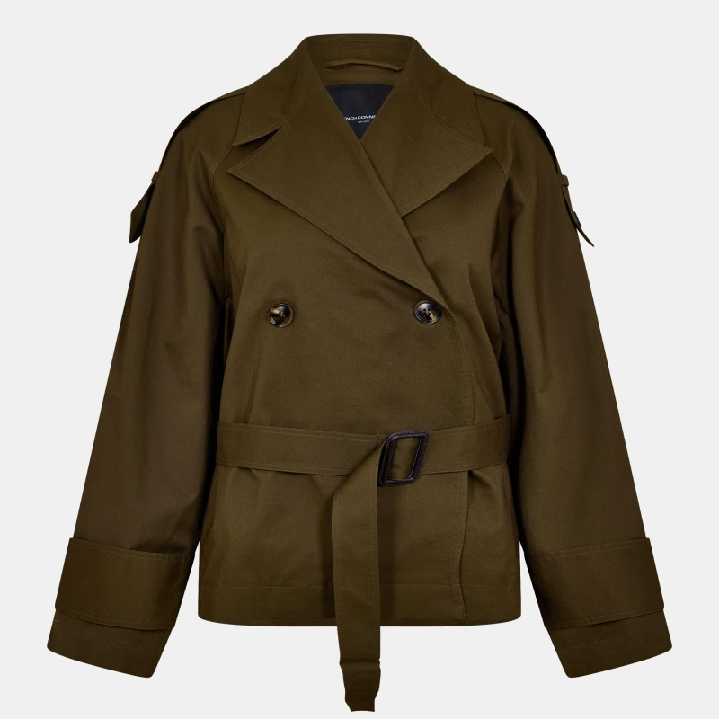 Image of French Connection Womens Denby Weather Resistant Trench Coat Khaki female 12 (M)