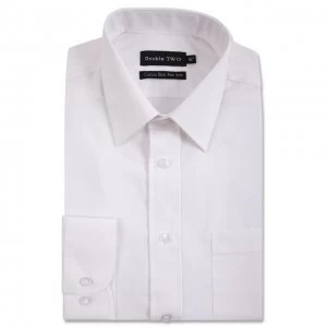 Image of Double Two White Cotton Rich Non-Iron Shirt - 15