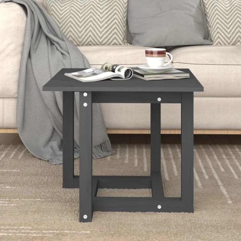 Image of vidaXL Coffee Table Grey 50x50x45cm Solid Wood Pine, Grey 822174