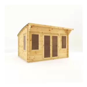 image of Waltons - Helios Curved Roof 44mm Wooden Garden Log Cabin - 4m x 3m