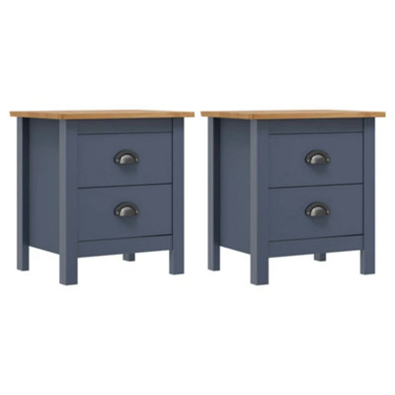 Image of VIDAXL Bedside Cabinets Hill 2pcs Grey 46x35x49.5cm Pine Wood Vidaxl 8719883909752
