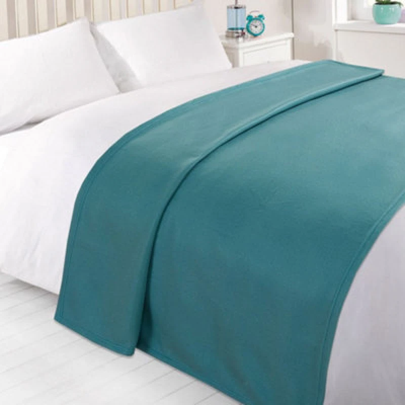 Image of OHS OHS Warm Plain Fleece Throw Over Bed Blanket in Teal Size: 120cm x 150cm Teal 120cm x 150cm Unisex 5027434088966
