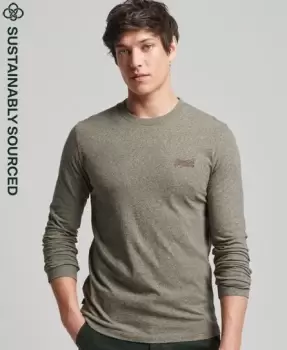 Image of Superdry Mens Organic Cotton Vintage Logo Embroidered Top Blue / Cinder Jaspe - Size: L