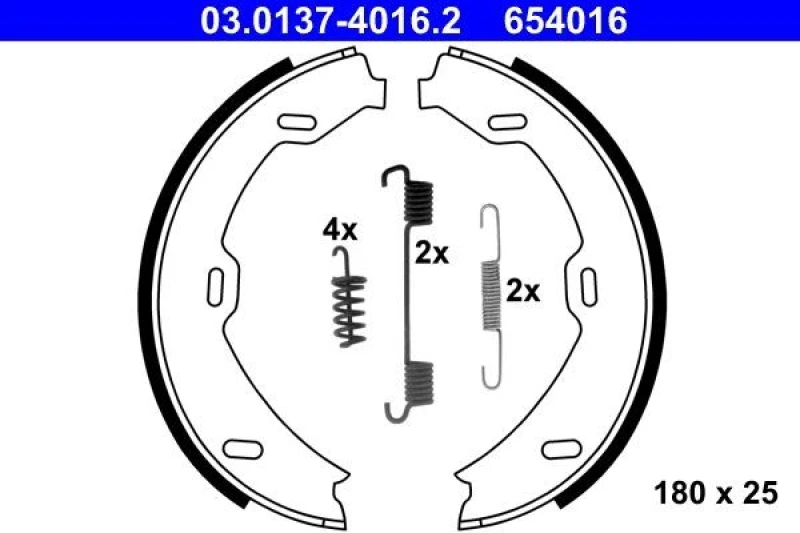 Image of ATE 03.0137-4016.2 Handbrake Shoes with accessories Brake Shoe Set,parking brake (1419)
