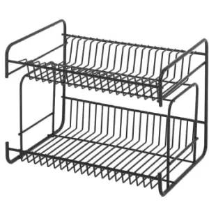 image of Delfinware 2 Tier Small Plate Rack Black