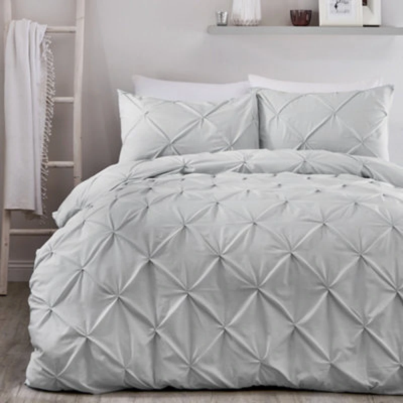 Image of Serene Lara Duvet Cover and Pillowcase Set Silver Silver