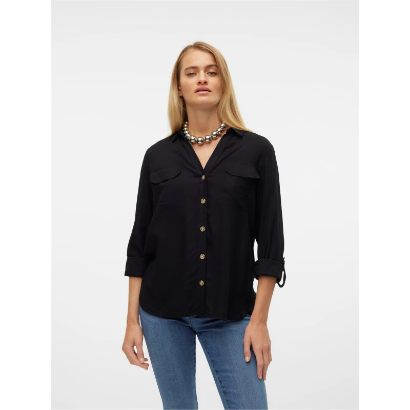 Image of Veromoda Black Bumpy Shirt Black Female L 190238UK
