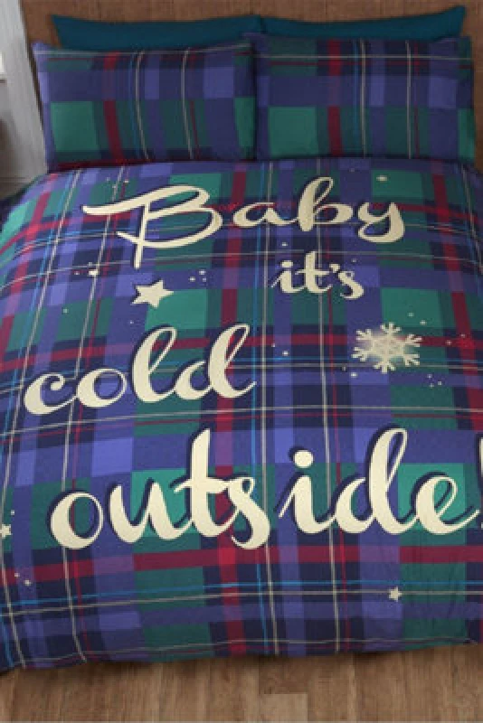 Image of Rapport Home Baby Its Cold Outside Duvet Cover Set with Pillowcase in Blue Size: Double Blue Unisex Double
