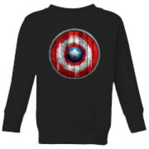 Image of Marvel Captain America Wooden Shield Kids Sweatshirt - Black - 9-10 Years