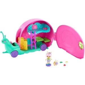 image of Enchantimals Slow-Mo Camper Vehicle Playset With Saxon Snail Doll Playset