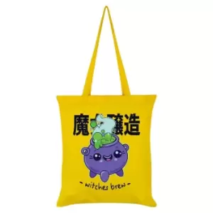 image of Kawaii Coven Witches Brew Tote Bag (One Size) (Yellow/Black/Lilac)