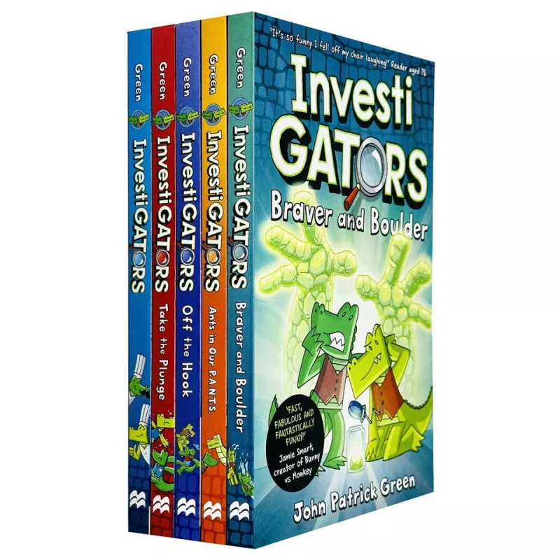Image of InvestiGators By John Patrick Green 5 Books Collection Set (InvestiGators, Take the Plunge, Off the Hook, Ants in Our P.A.N.T.S & Braver and Boulder)