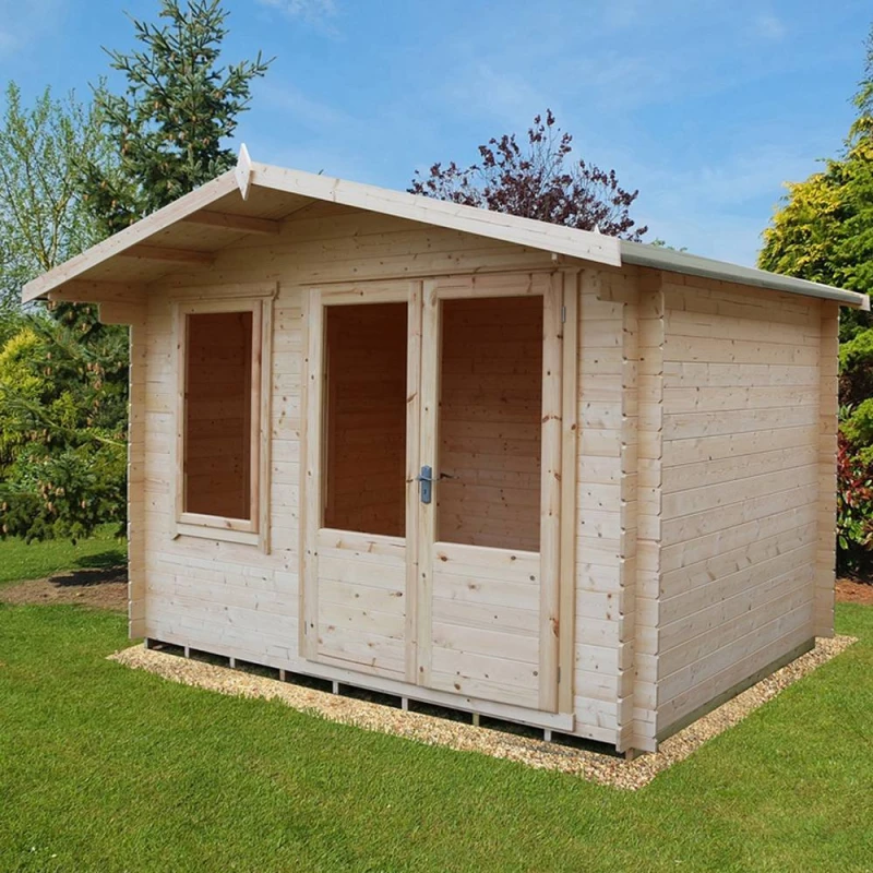 Image of Shires Berryfield Log Cabin Home Office Garden Room Approx 11 x 8 Feet in Light Tan Light Tan Unisex