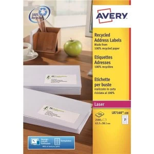Image of Avery LR7160 100 QuickPEEL Recycled Address Labels Pack of 2100 Labels