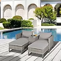 image of OutSunny Rattan Sofa Set Grey 690 x 640 mm