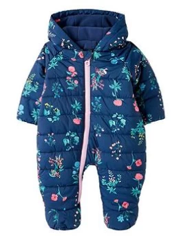 Image of Joules Baby Girls Snuggle Floral Pramsuit - Navy, Size 18-24 Months