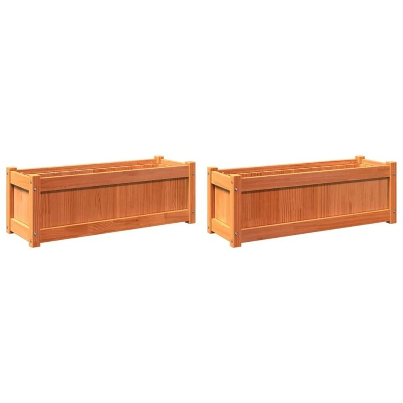 Image of vidaXL Garden Planters 2 pcs Wax Brown Solid Pine, Brown 837454