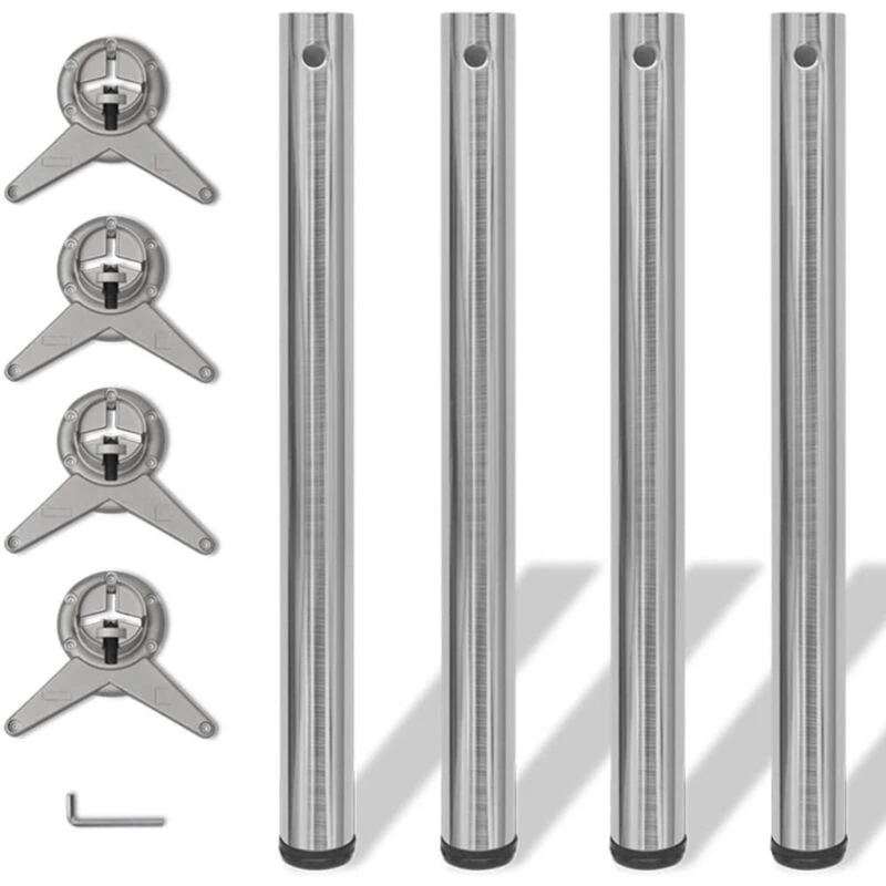 Image of VIDAXL Vidaxl - 4 Height Adjustable Table Legs Brushed Nickel 710 mm 8718475946519