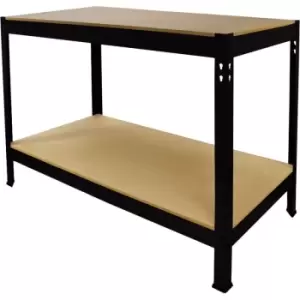 Image of Work Bench Garage Table / Metal Storage Shelving DIY Tools Heavy - Black