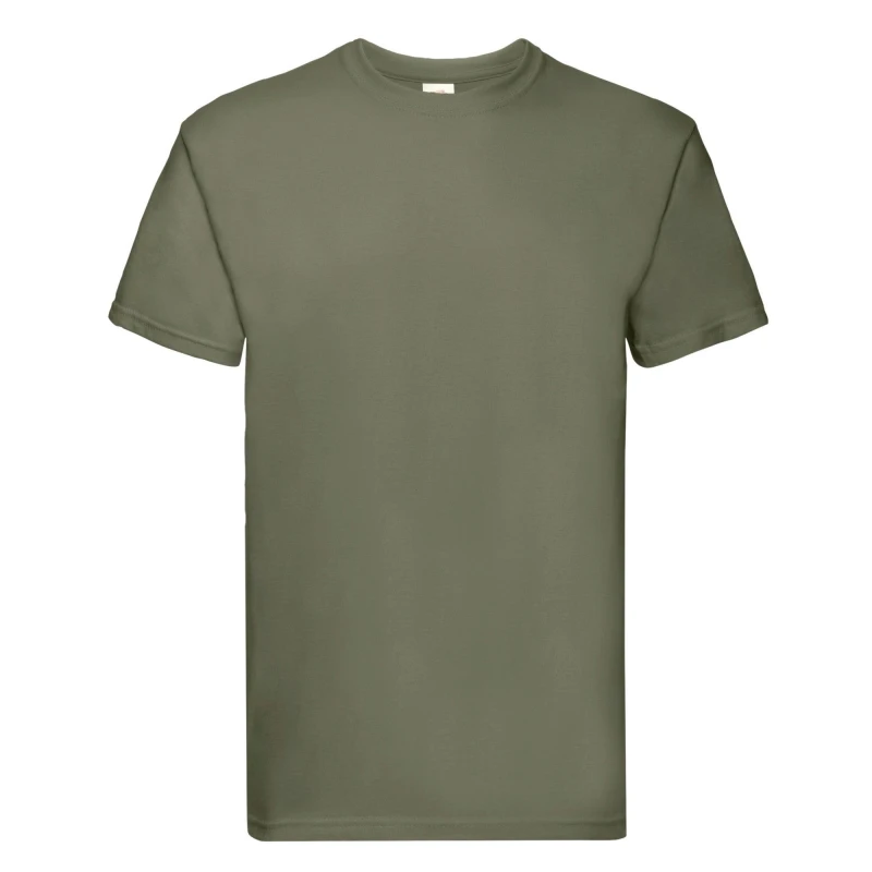 Image of Fruit Of The Loom Fruit of the Loom Men Super Premium Plain T-Shirt in Olive Size: Small Olive S Male 5063470486717