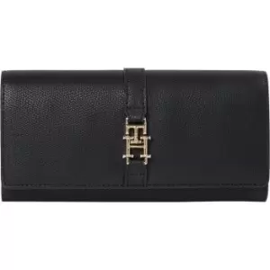 image of Tommy Hilfiger Th Plush Lrg Flap Wallet - Black