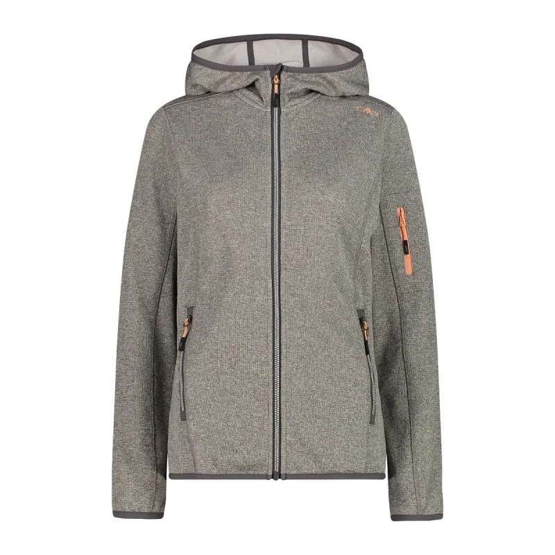 Image of CMP Womens Hoodie with Mesh Inserts CMP Knit-Tech Gris Female S