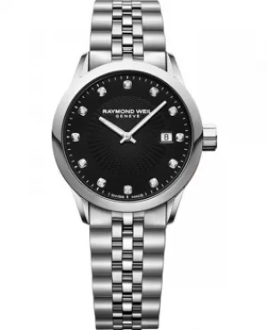 Image of Raymond Weil Freelancer Black Diamond Dial Stainless Steel Womens Watch 5629-ST-20081 5629-ST-20081