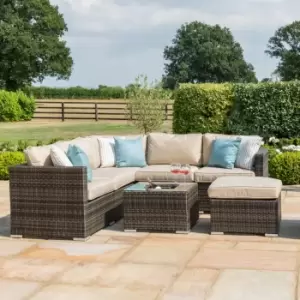 Image of Maze London Brown Rattan Corner Sofa Group With Ice Bucket