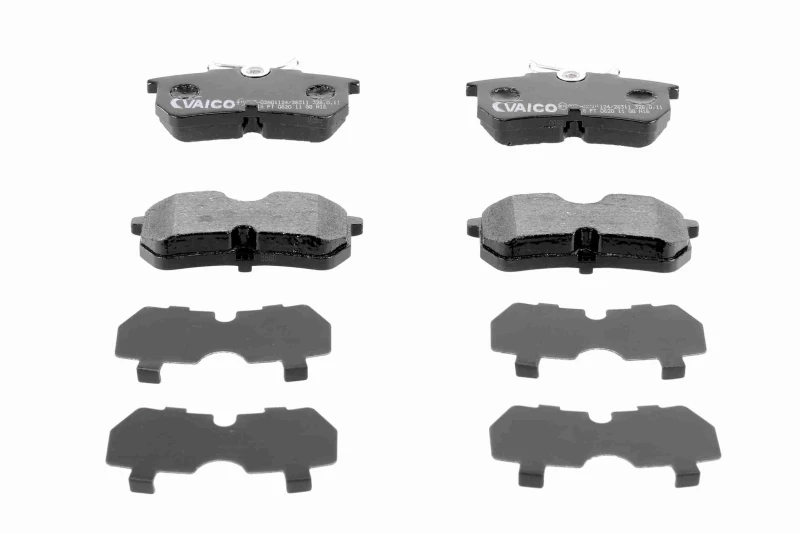 Image of VAICO V25-8108 Brake pad set Rear Axle, excl. wear warning contact, without accessories, Q+, original equipment manufacturer quality, with brake calip