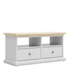 image of Paris TV Unit 2 Shelves 2 Drawers In White And Oak Effect