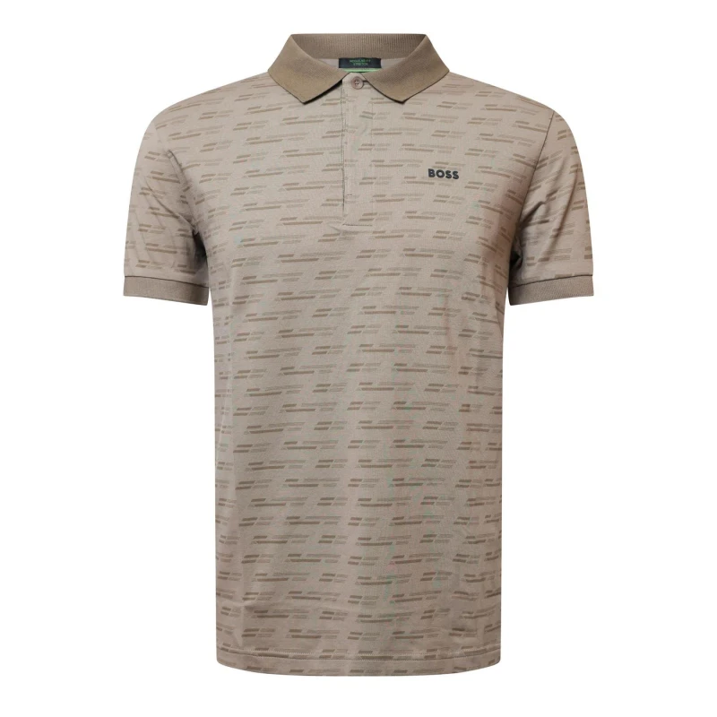 Image of Boss Paddy Tape All-over Print Polo Shirt Green male XS