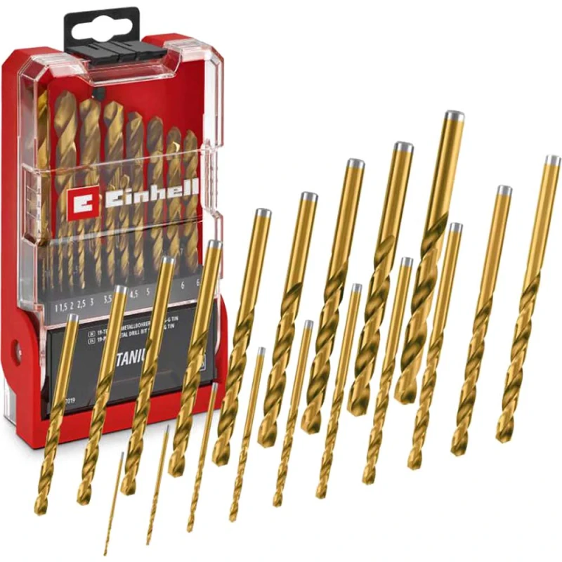 Image of Einhell 19 Piece HSS-G Titanium Coated Drill Bit Set 49427019