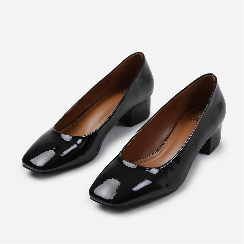 Image of Wheres That From Seattle Black Patent Square Toe Block Heels Black Patent female 4