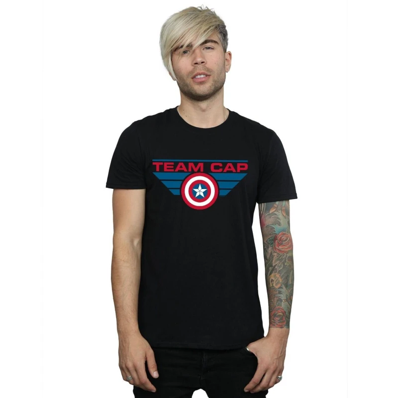 Image of Marvel Marvel Men Captain America Civil War Team Cap T-Shirt in Black Size: Small Black S Male 5057068030345