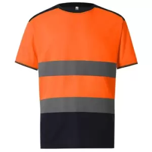 Image of Yoko Mens Two Tone Hi-Vis T-Shirt (3XL) (Orange/Navy)