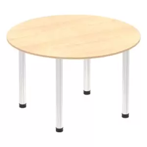 Image of Impulse 1200mm Round Table Maple Top Chrome Post Leg