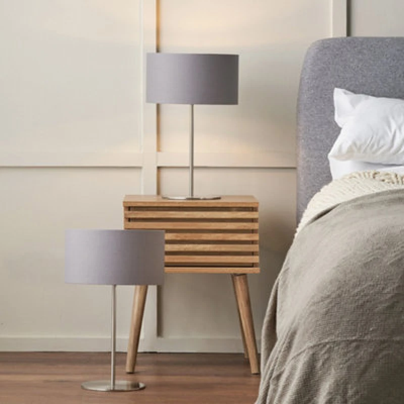 Image of Pacific Lifestyle Set Of 2 Elin Brushed Silver And Steel Grey Table Lamp