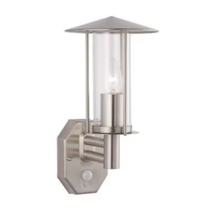 image of Trieste Stainless steel Black 60W Mains powered External PIR lantern