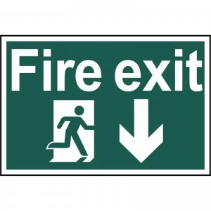 image of Scan Fire Exit Running Man Arrow Down Sign 300mm 200mm Standard