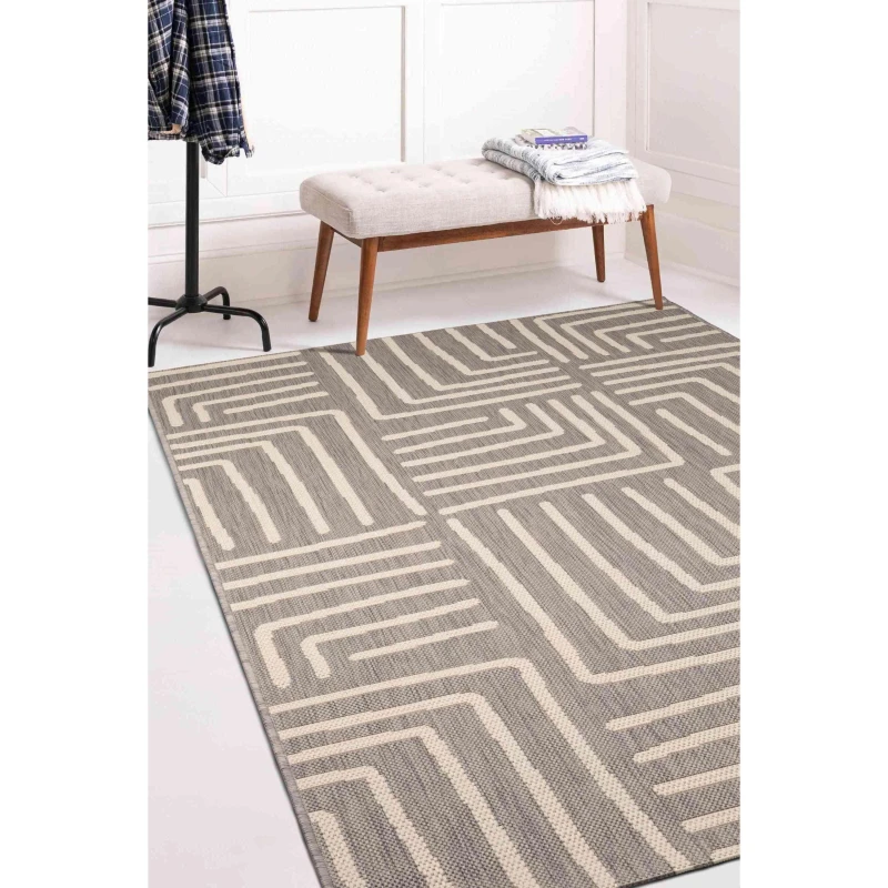 Image of Homemaker Homemaker Polypropylene Grey Rectangle Rug - 120 x 170cm