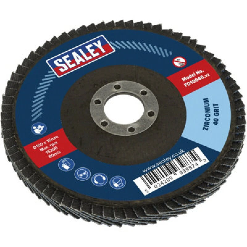 Image of Loops 100mm Zirconium Flap Disc - 16mm Bore - Depressed Centre Disc - 40 Grit Multi