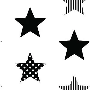 image of Superfresco Easy Superstar Black and White Decorative Wallpaper - 10m