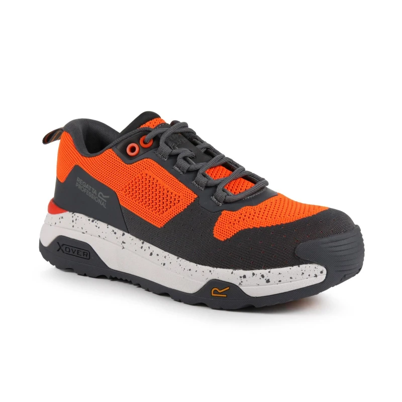 Image of Regatta Mens Crossfort Safety Trainers Flame Orange Gu unisex UK 6