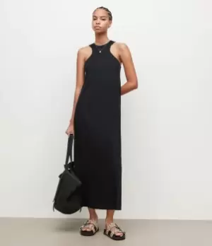 Image of AllSaints Womens Kuru Maxi Dress, Black, Size: 10