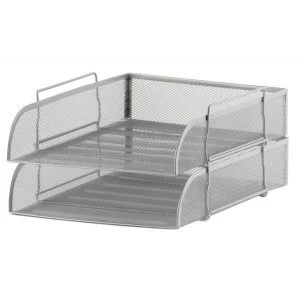 image of 5 Star Office Foolscap Mesh Letter Tray Scratch Resistant Stackable Front Load Portrait Silver