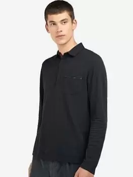 image of Barbour Adie Long Sleeve Polo Shirt, Black, Size 2XL, Men