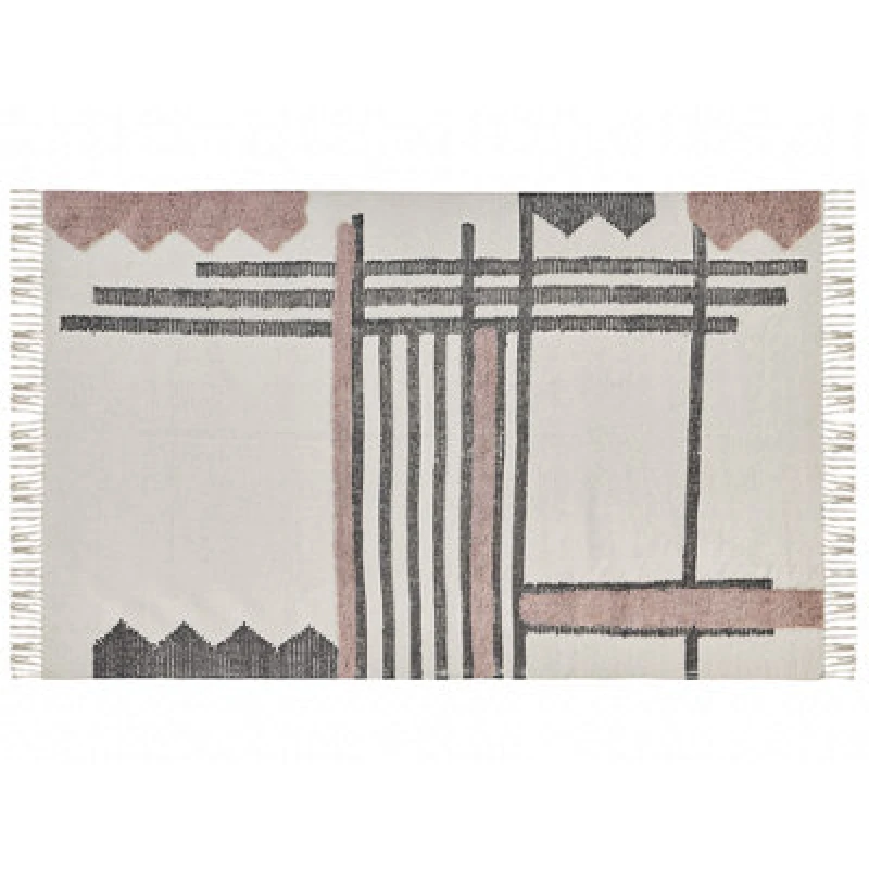 Image of Beliani Rug Muradiye Beige 140 X 200 Cm Cotton