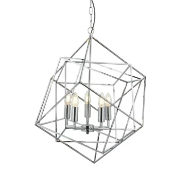 image of Searchlight Lighting - Searchlight Cube - 5 Light Ceiling Pendant Chrome, E14