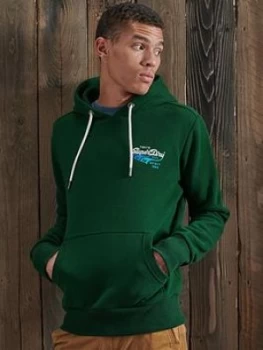 Image of Superdry Classic Logo Hoodie, Green Size M Men