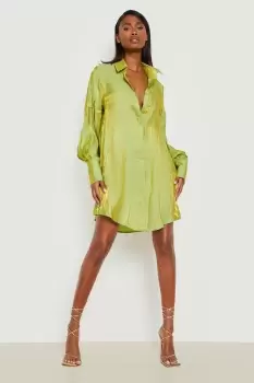 Image of Shimmer Oversized Volume Sleeve Shirt Dress